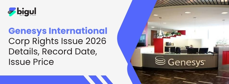 Genesys International Corp Rights Issue 2026 featuring record date, issue price, entitlement ratio, issue size, and key dates.